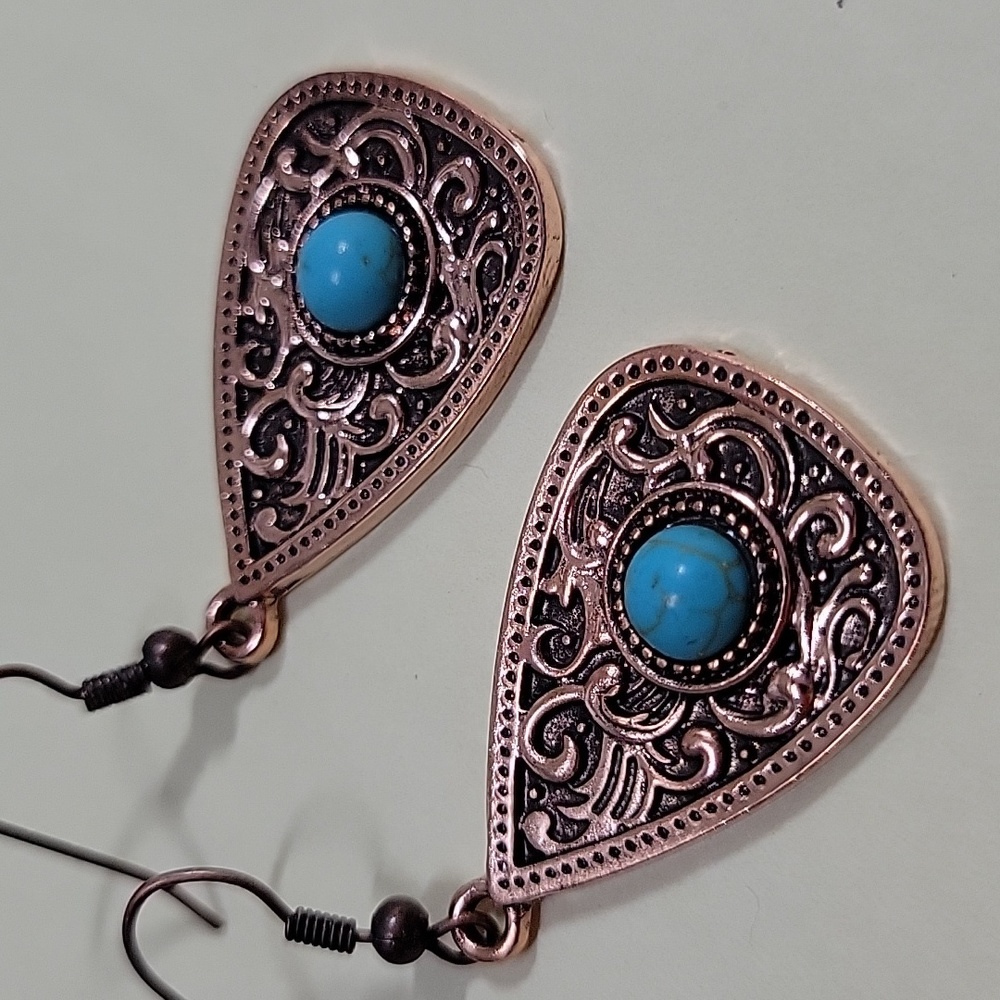 Copper Cowgirl Drop Earrings - Picture 7 of 7